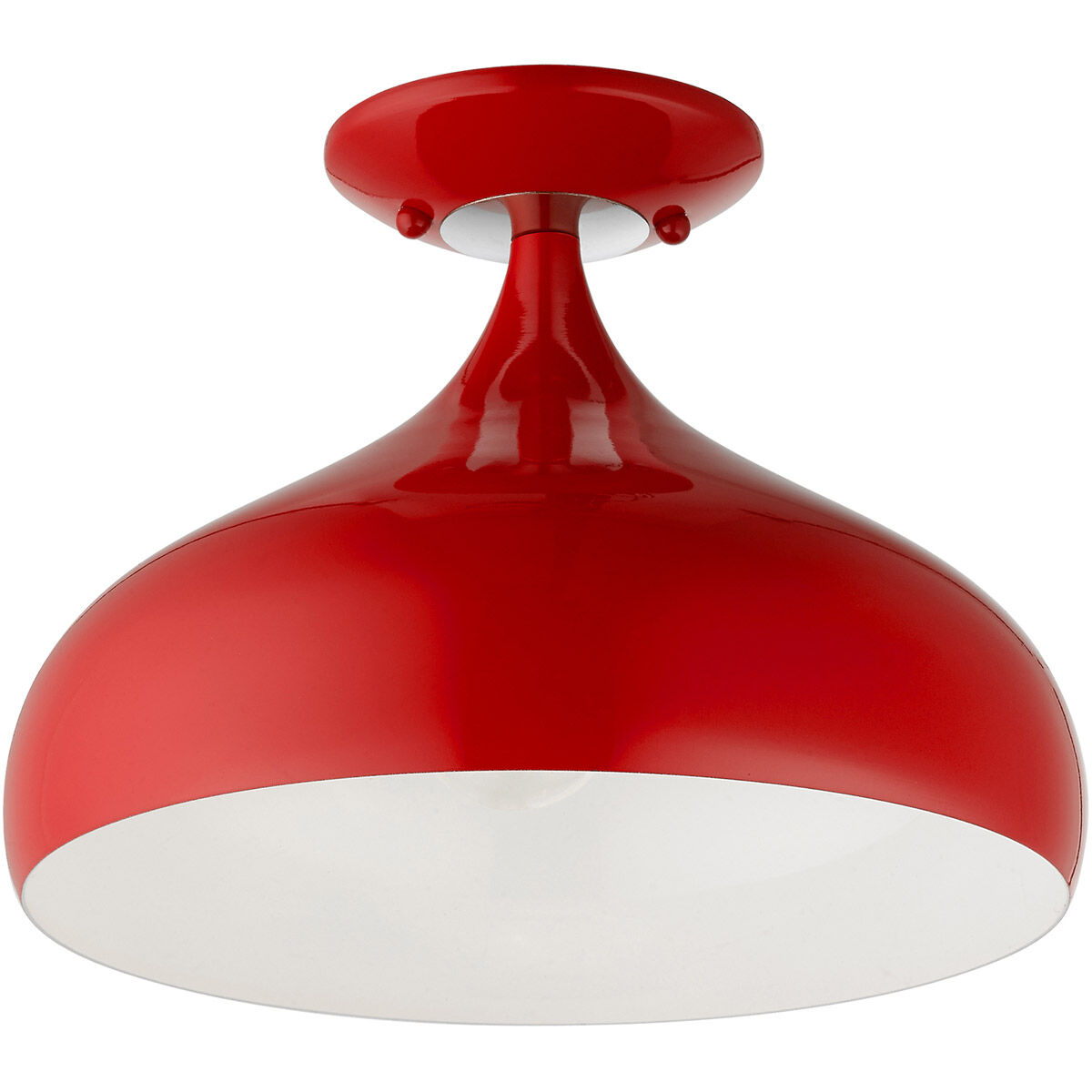 Amador 1 Light 12 inch Shiny Red with Polished Chrome Accents Semi-Flush Mount Ceiling Light