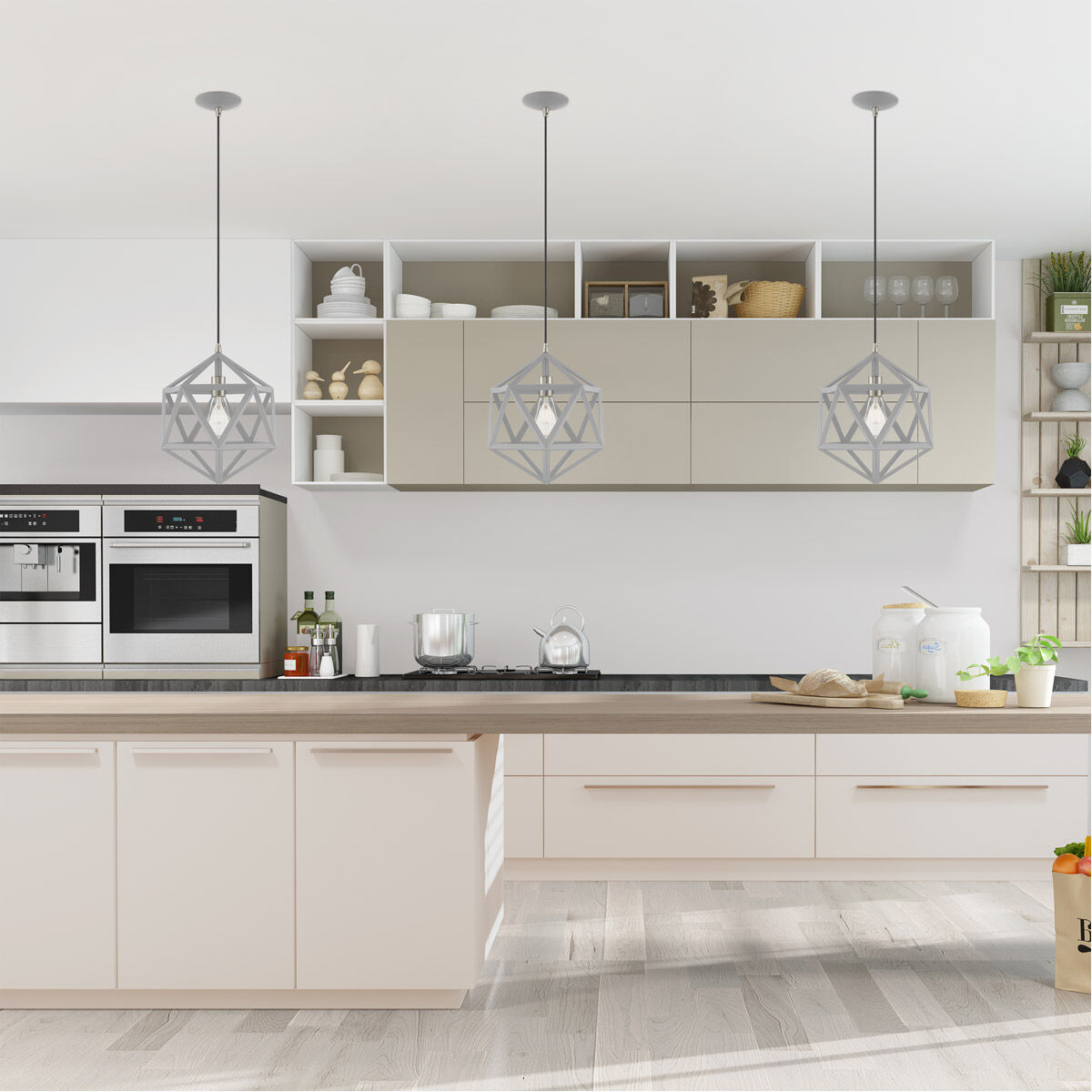 Geometric 1 Light 13 inch Nordic Gray Mini Pendant Ceiling Light