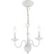 Windsor 3 Light 14 inch Antique White Mini Chandelier Ceiling Light