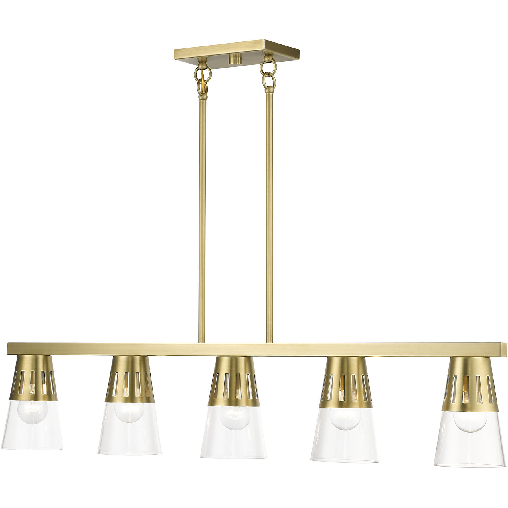 Bennington 5 Light 4.75 inch Natural Brass Large Linear Chandelier Ceiling Light