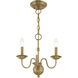 Windsor 3 Light 14 inch Antique Brass Mini Chandelier Ceiling Light