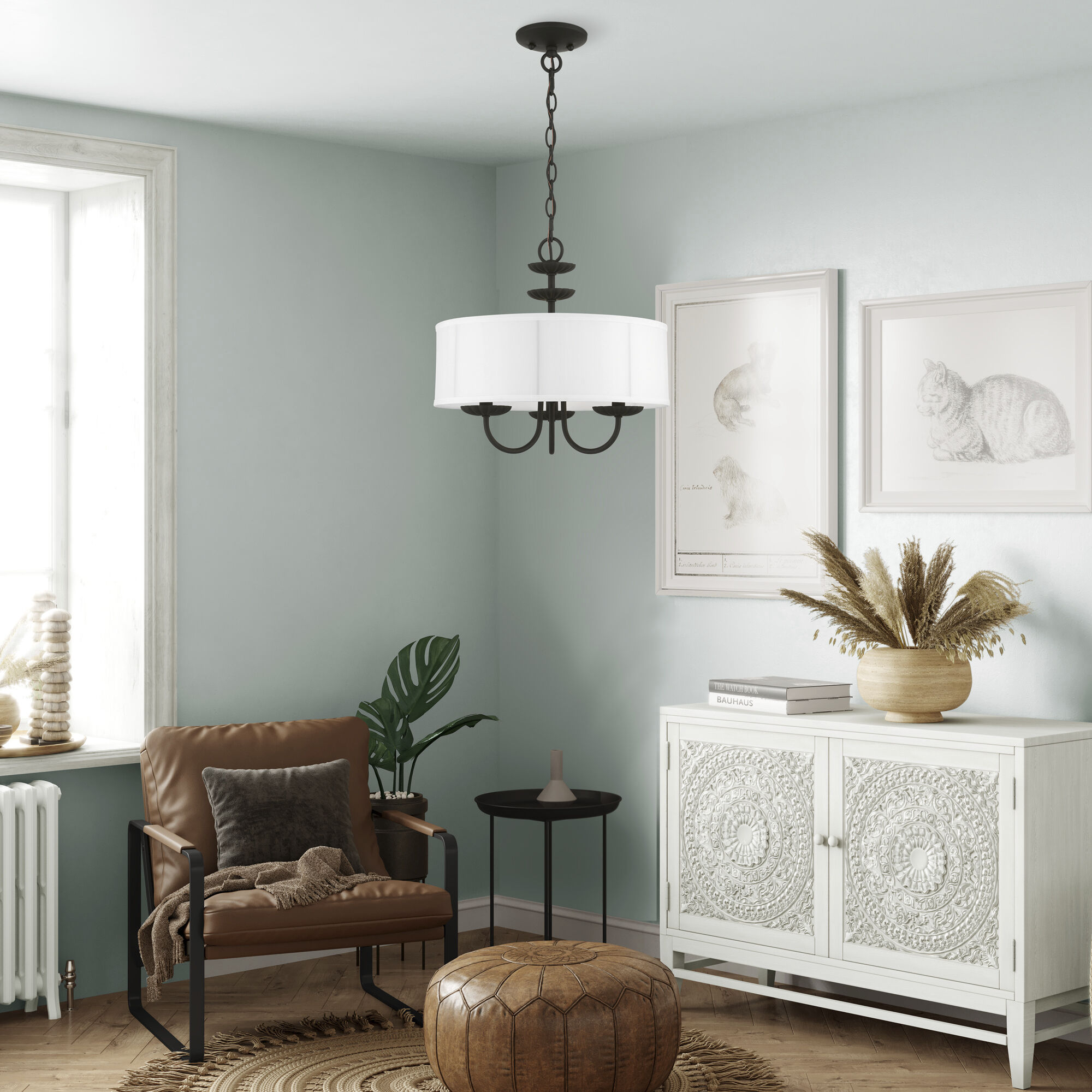 Brookdale 3 Light 16 inch Black Pendant Chandelier Ceiling Light