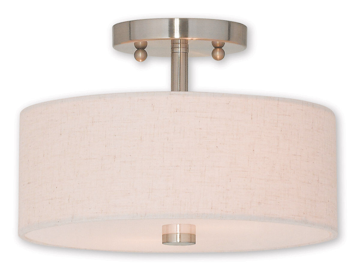 Meridian 2 Light 11 inch Brushed Nickel Semi-Flush Mount Ceiling Light
