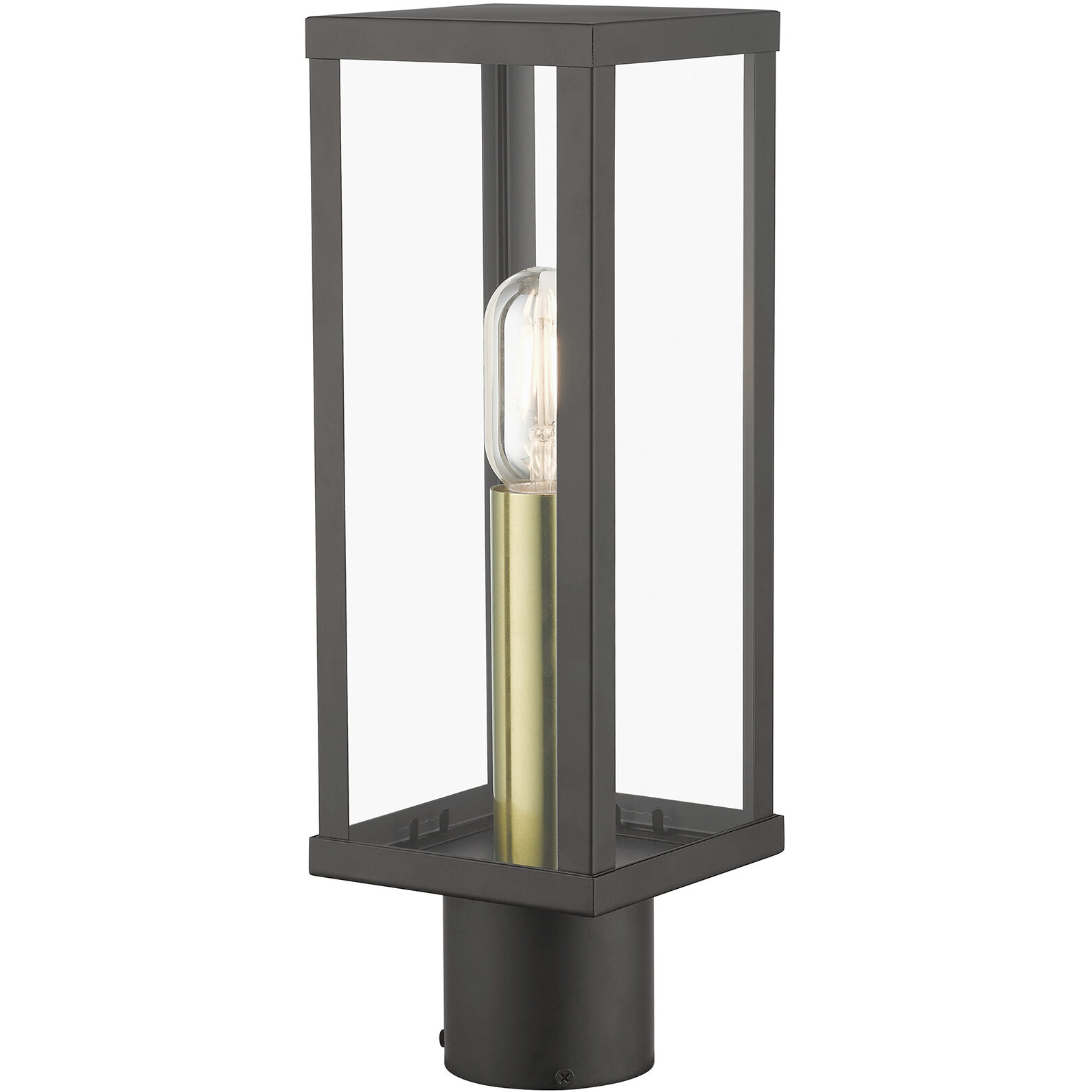 Gaffney 1 Light 15.5 inch Bronze with Antique Gold Finish Accents Outdoor Post Top Lantern