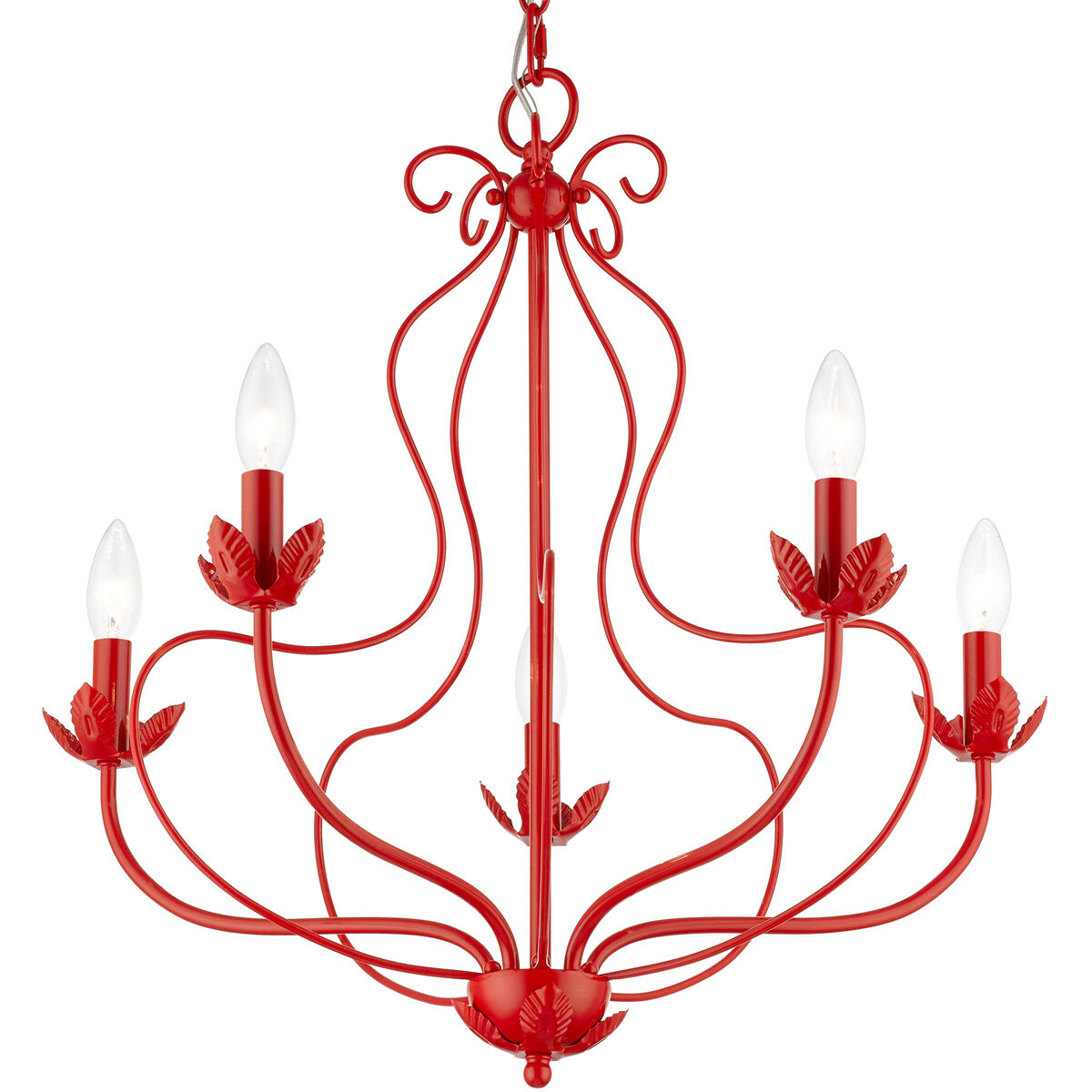 Katarina 5 Light 23 inch Shiny Red Chandelier Ceiling Light