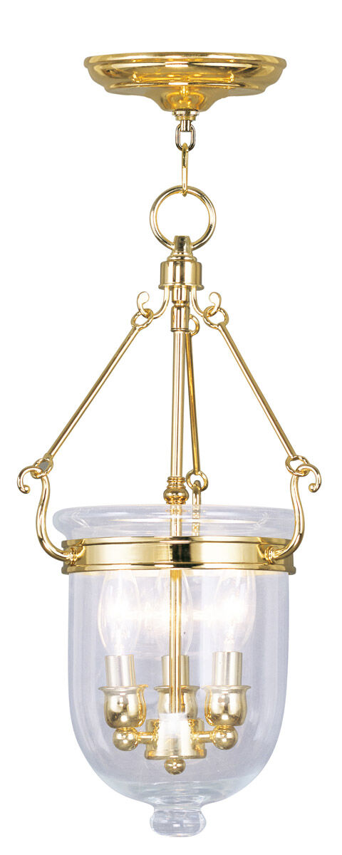 Jefferson 3 Light 10 inch Polished Brass Chain Lantern