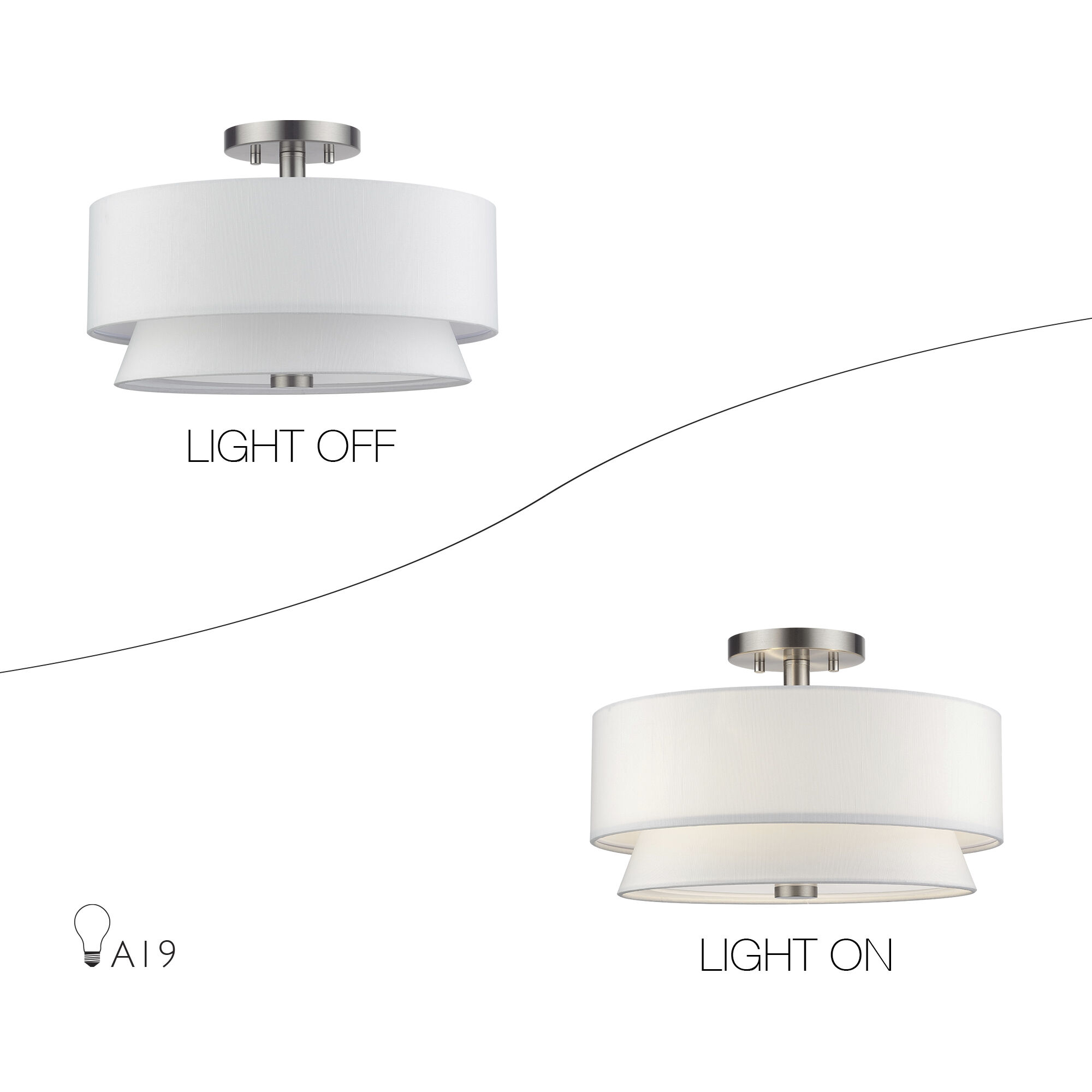 Fontana 3 Light 15 inch Brushed Nickel Semi-Flush Ceiling Light