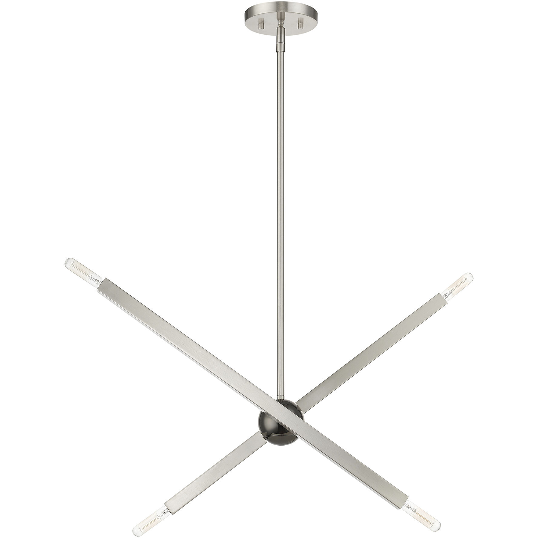 Monaco 4 Light 28 inch Brushed Nickel with Black Chrome Finish Accent Linear Chandelier Ceiling Light