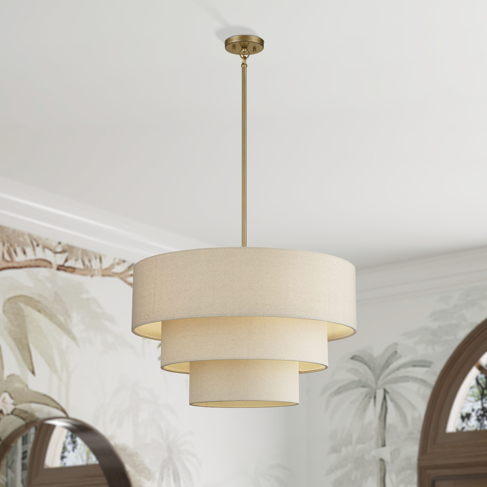 Bellingham 5 Light 28 inch Antique Gold Leaf Pendant Chandelier Ceiling Light, Medium