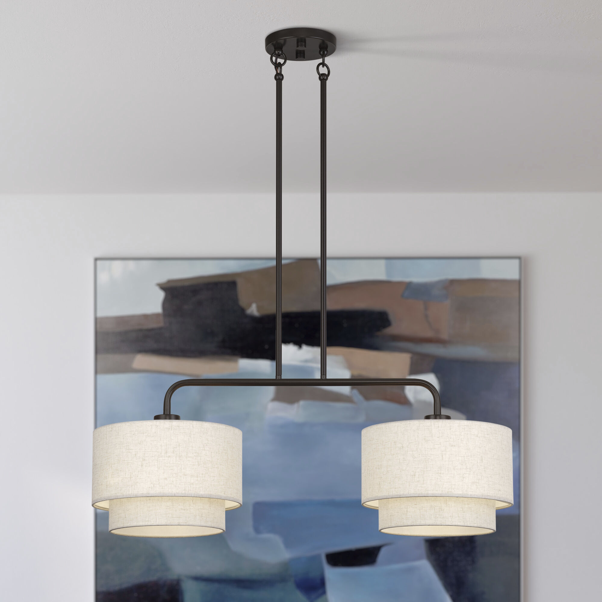 Manorwood 2 Light 34 inch English Bronze Linear Chandelier Ceiling Light, Large