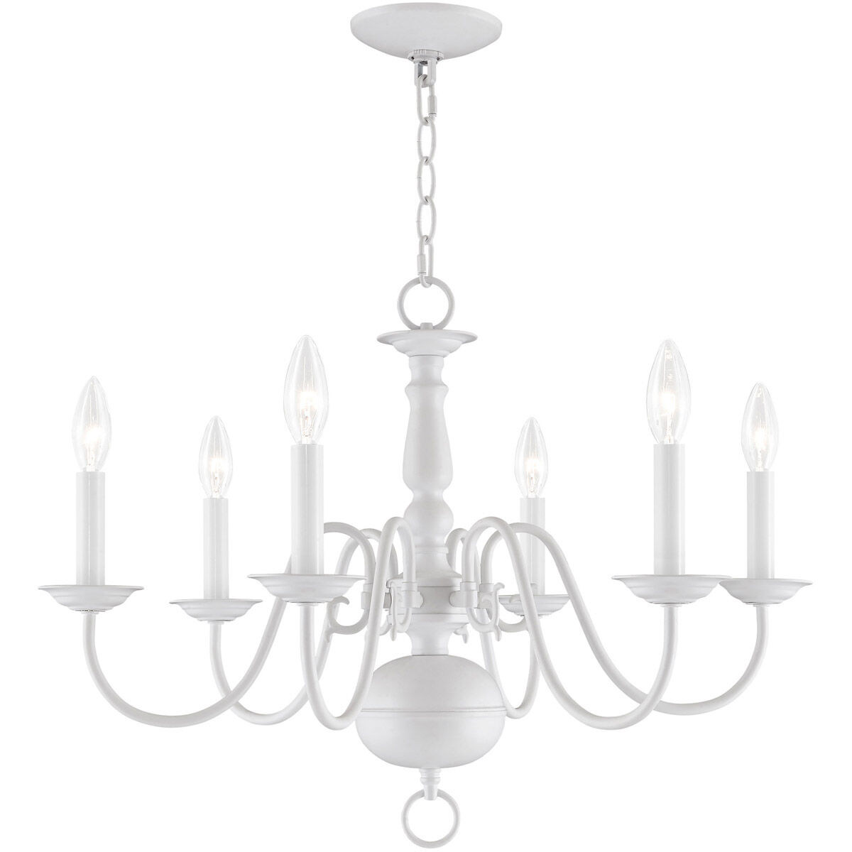 Williamsburgh 6 Light 24 inch White Chandelier Ceiling Light
