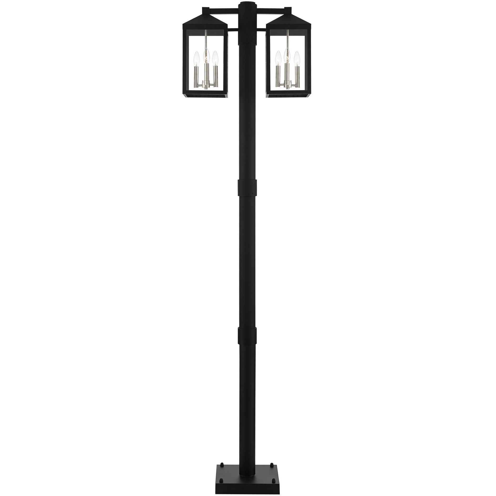 Nyack 6 Light 93 inch Black with Brushed Nickel Cluster Outdoor Post Light