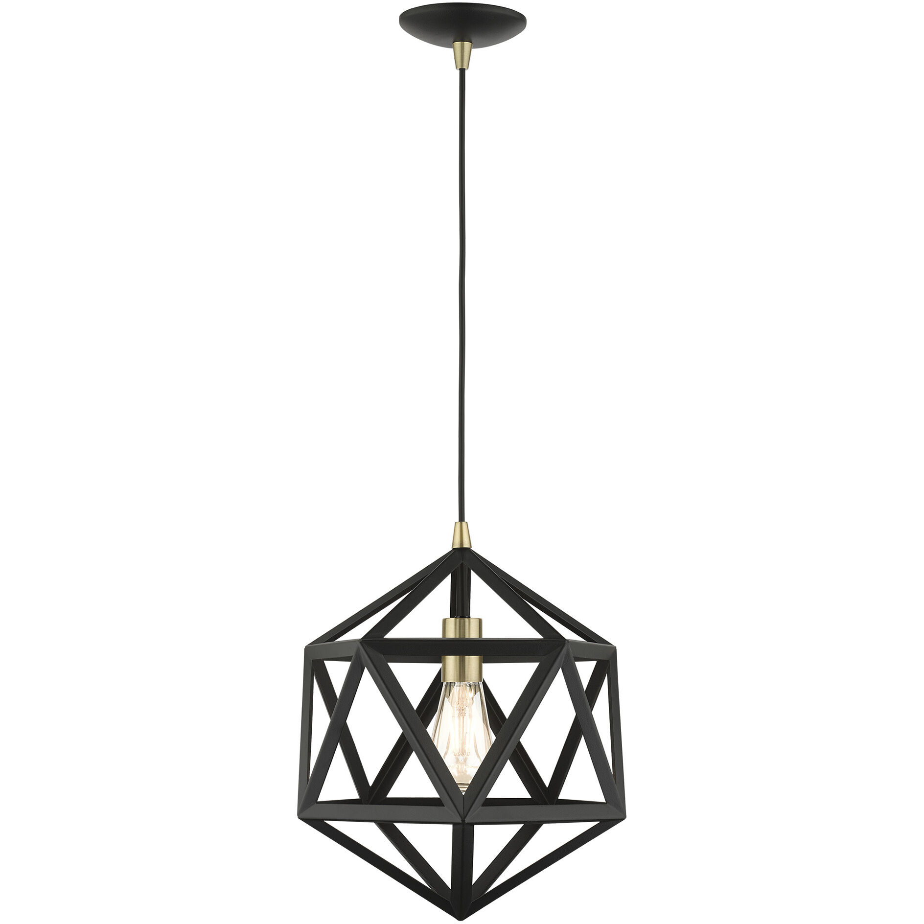 Geometric 1 Light 13 inch Textured Black Pendant Ceiling Light
