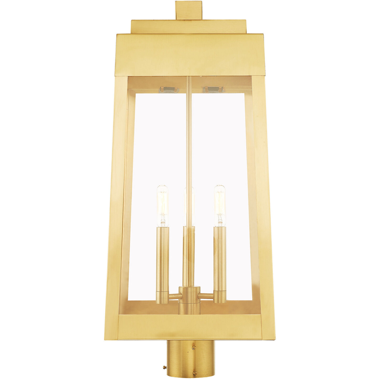 Oslo 3 Light 25 inch Satin Brass Outdoor Post Top Lantern