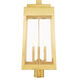 Oslo 3 Light 25 inch Satin Brass Outdoor Post Top Lantern