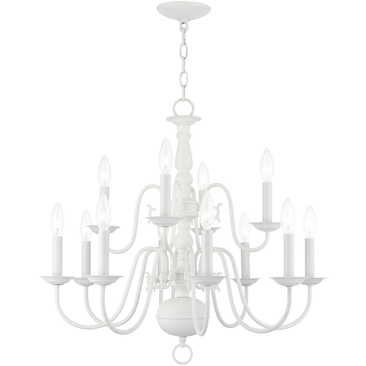 Williamsburg 12 Light 26 inch White Chandelier Ceiling Light