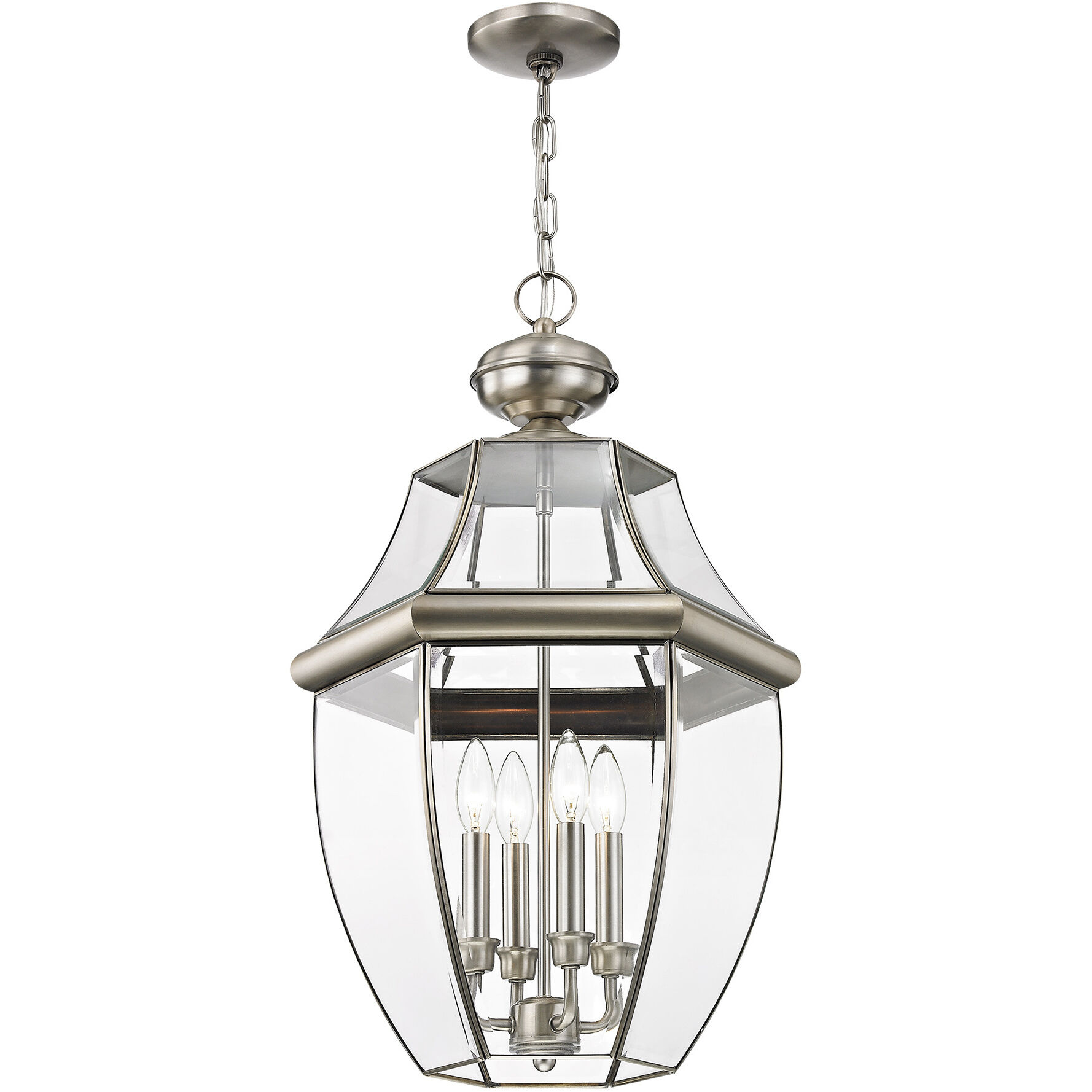 Monterey 4 Light 16 inch Brushed Nickel Outdoor Pendant Lantern