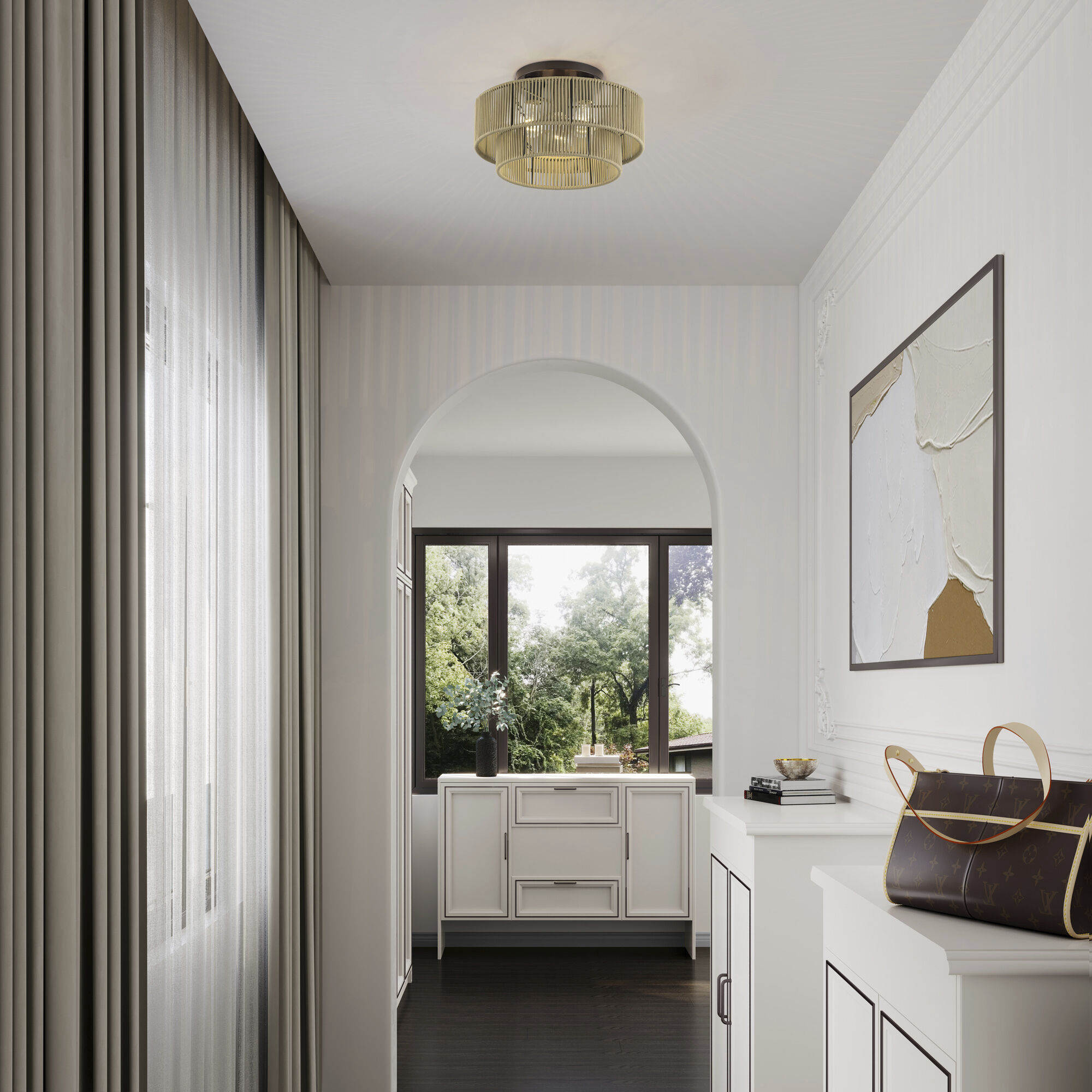 Acordia 3 Light 15 inch English Bronze Semi Flush Mount Ceiling Light, Large