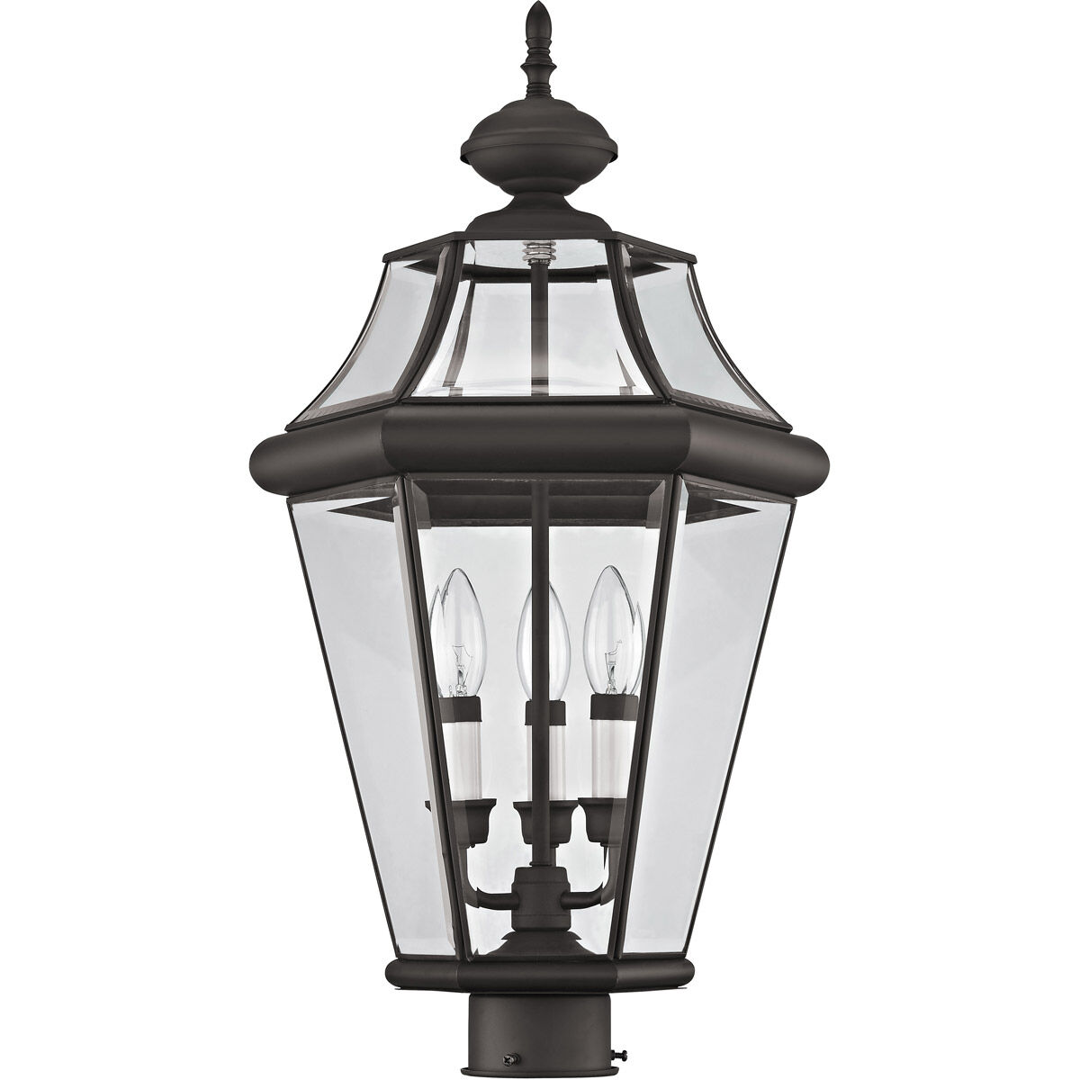 Georgetown 3 Light 23 inch Bronze Outdoor Post Top Lantern