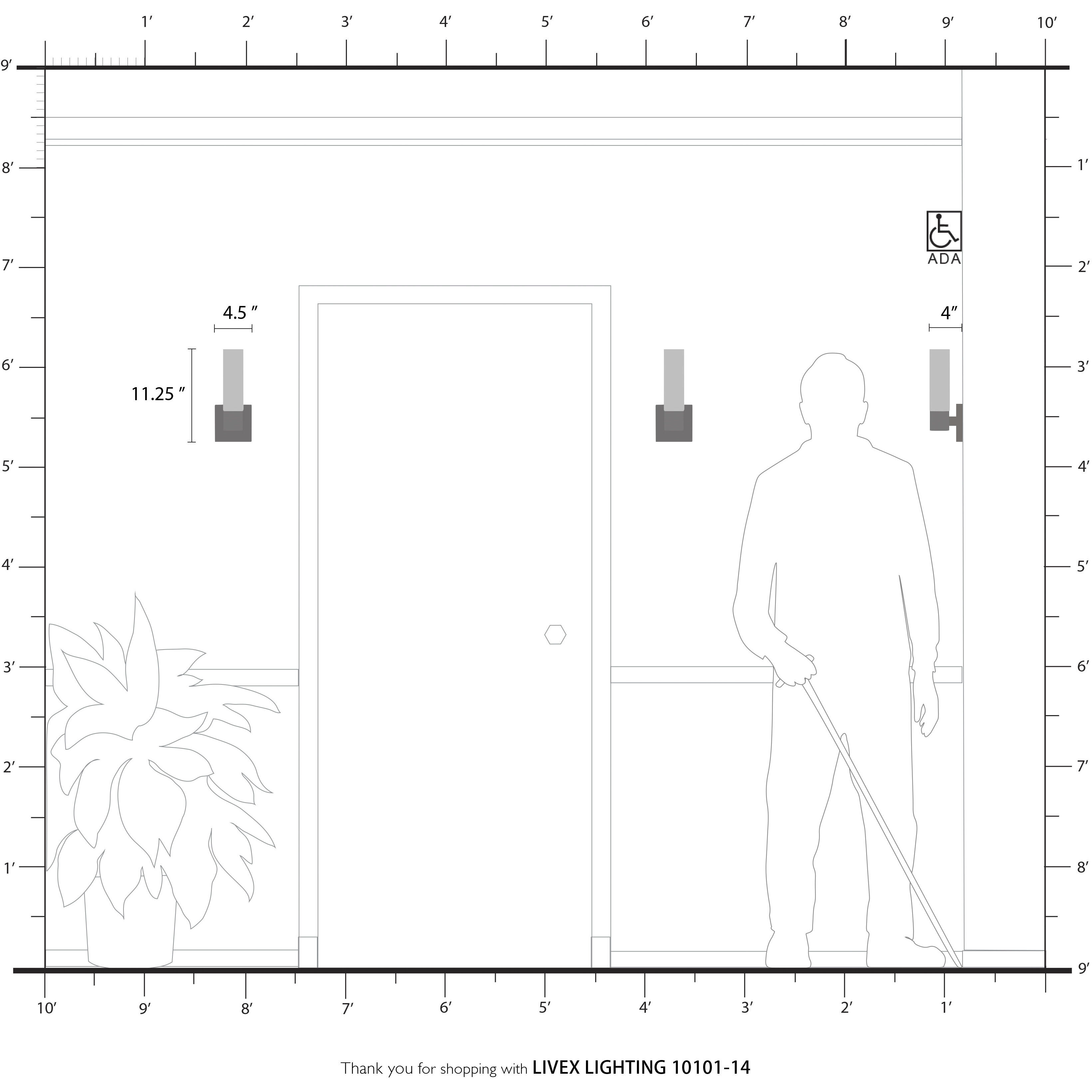 Aero ADA Wall Sconce Wall Light in Textured Black with Antique Brass Accent