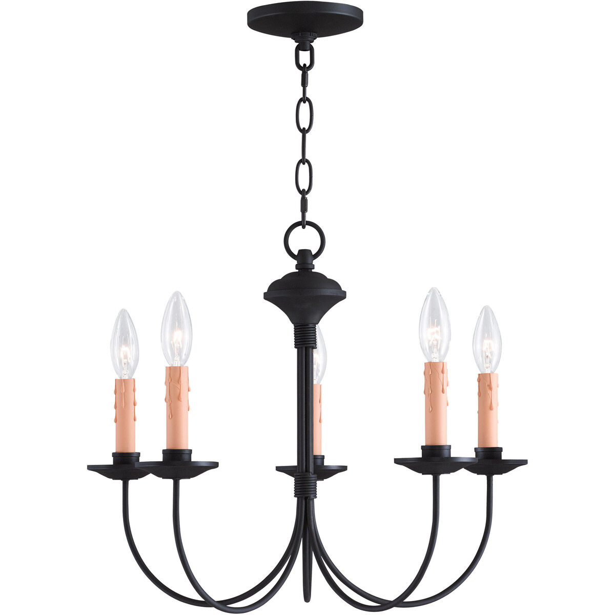 Heritage 5 Light 20 inch Black Chandelier Ceiling Light