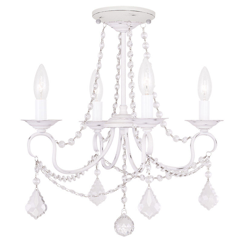 Pennington 4 Light 18 inch Antique White Convertible Mini Chandelier/Ceiling Mount Ceiling Light