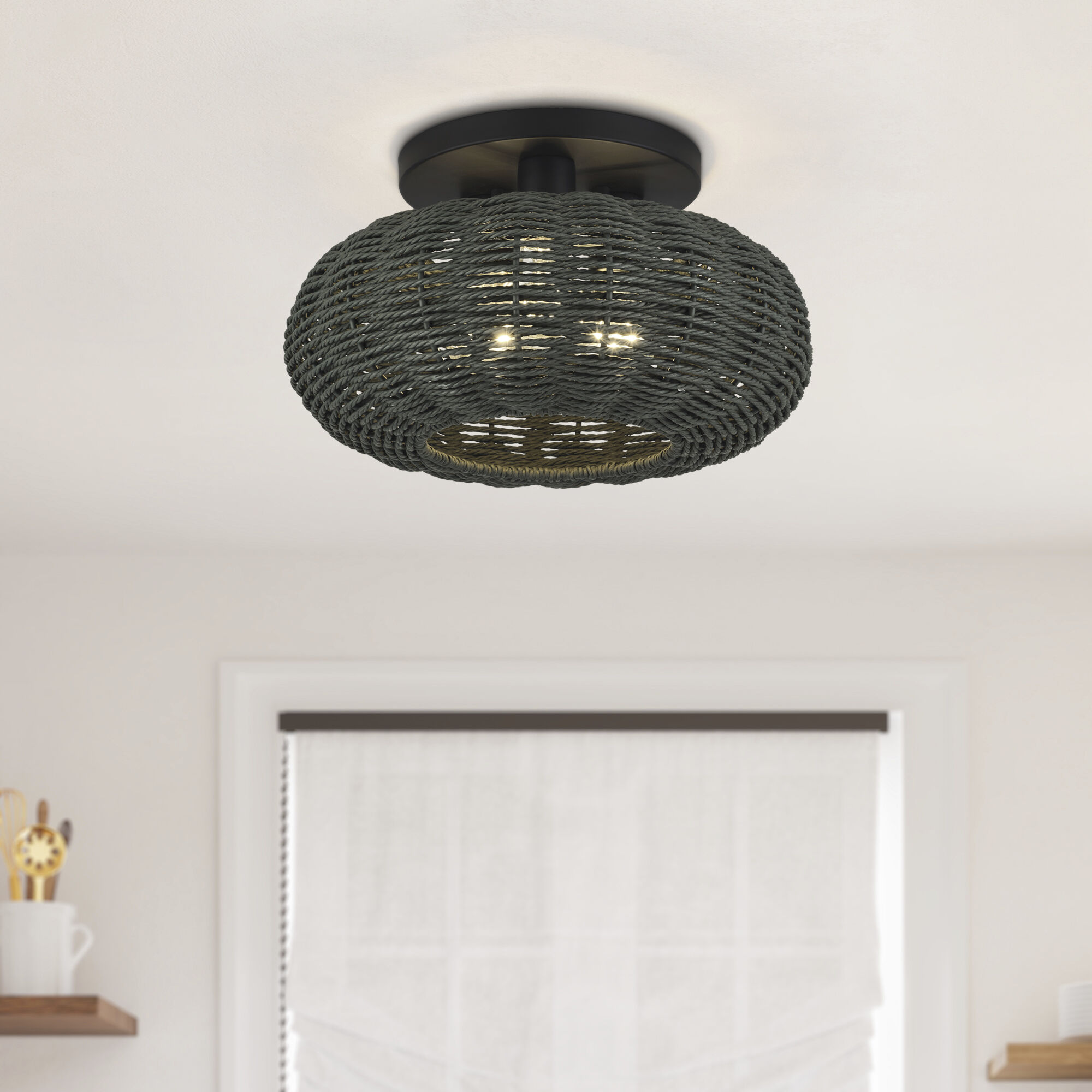 Deluna 3 Light 14 inch Black Semi Flush Mount Ceiling Light, Large