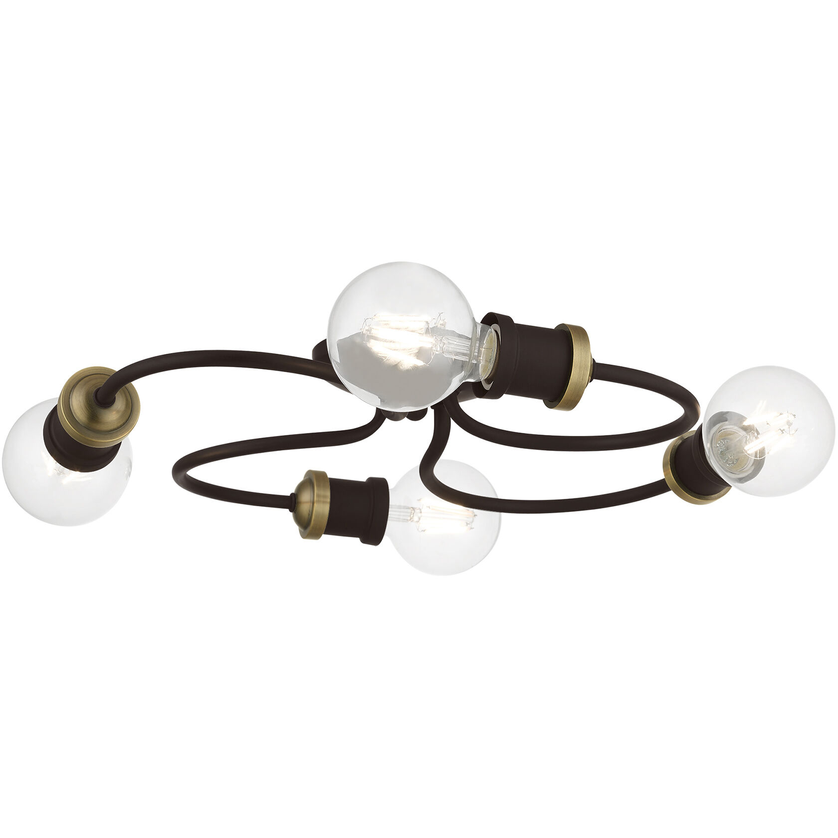 Bromley 4 Light 16 inch Bronze with Antique Brass Accents Flush Mount Ceiling Light, Large