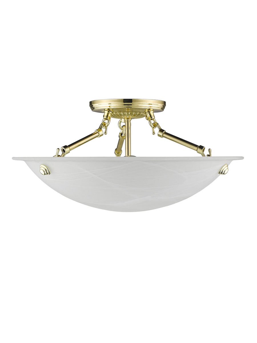 Oasis 3 Light 16 inch Polished Brass Semi-Flush Mount Ceiling Light