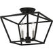 Devone 3 Light 13 inch Black with Brushed Nickel Accents Semi-Flush Ceiling Light, Square