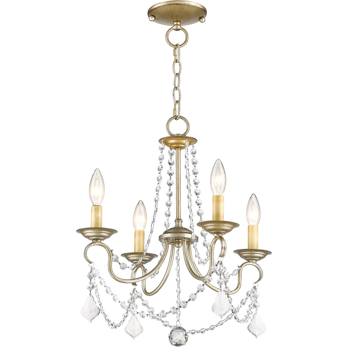 Pennington 4 Light 18 inch Hand Painted Antique Silver Leaf Convertible Mini Chandelier/Ceiling Mount Ceiling Light