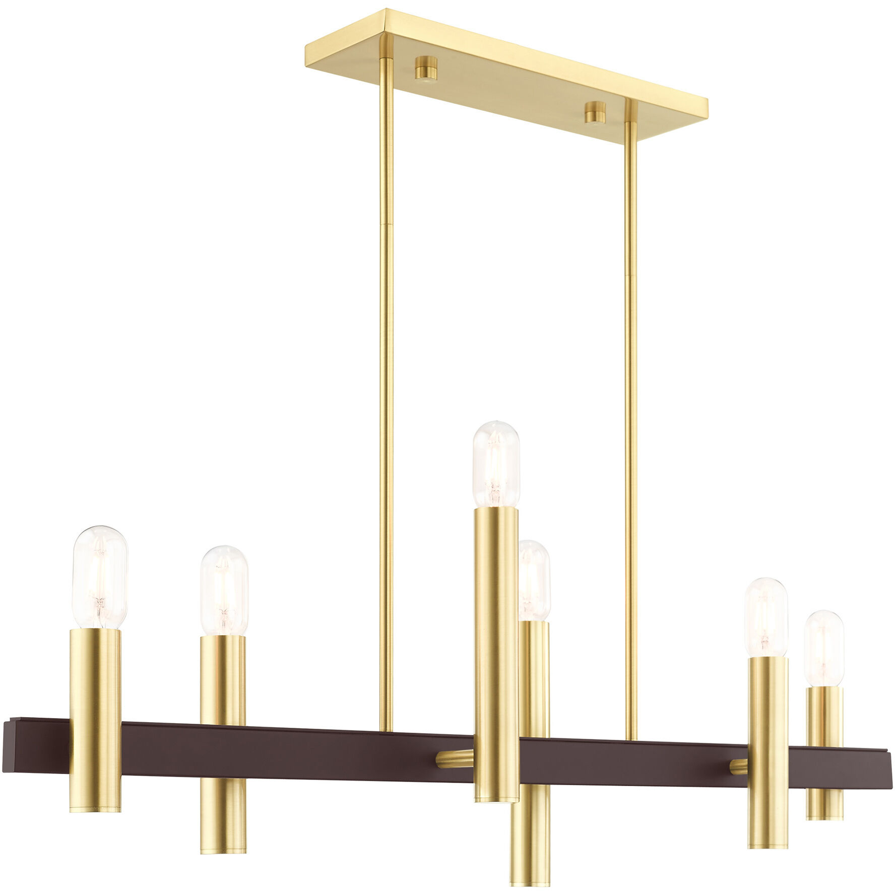 Helsinki 6 Light 8 inch Satin Brass with Bronze Accents Chandelier Ceiling Light
