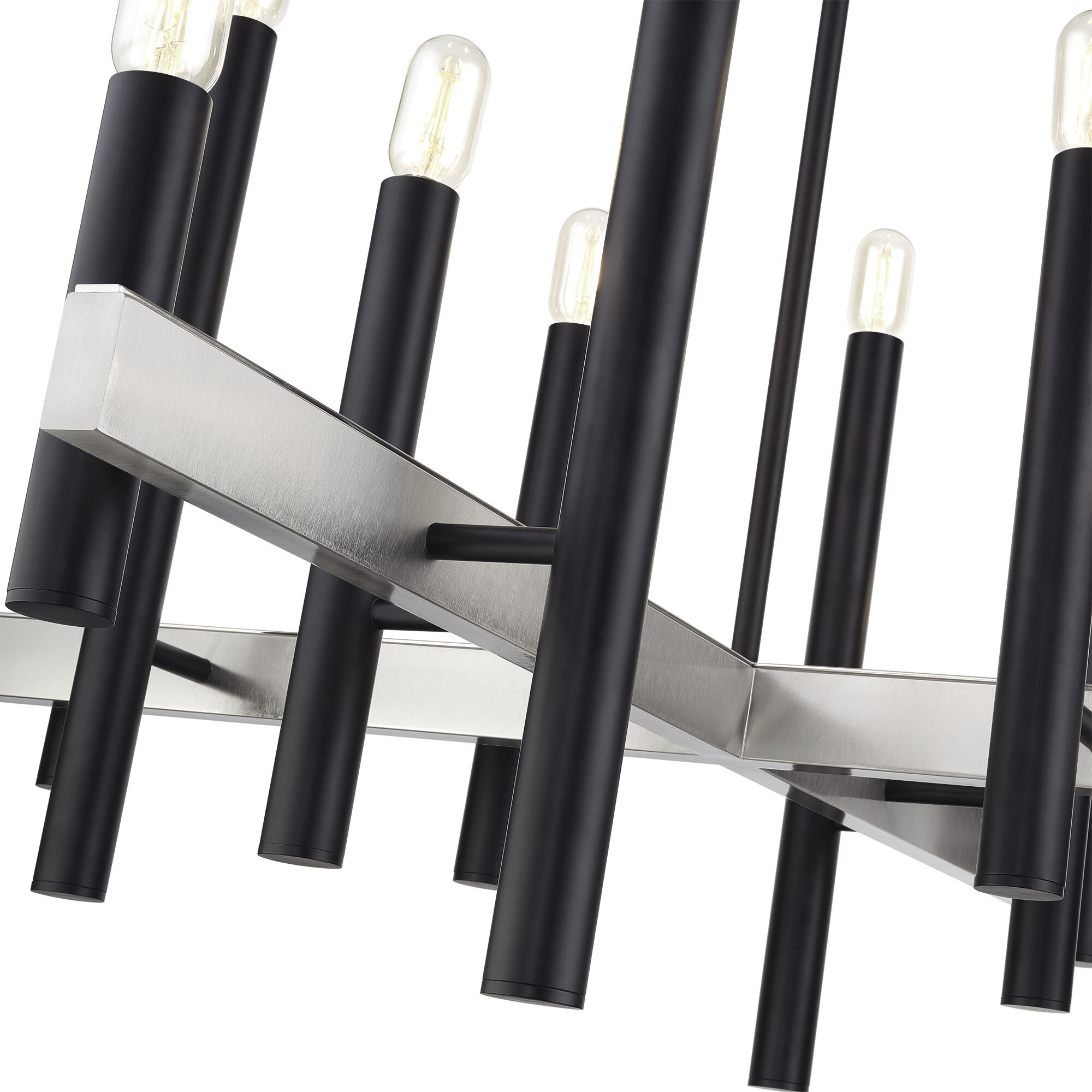 Helsinki 12 Light 44 inch Black with Brushed Nickel Accents Chandelier Ceiling Light