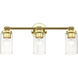 Whittier 3 Light 22 inch Polished Brass Vanity Sconce Wall Light