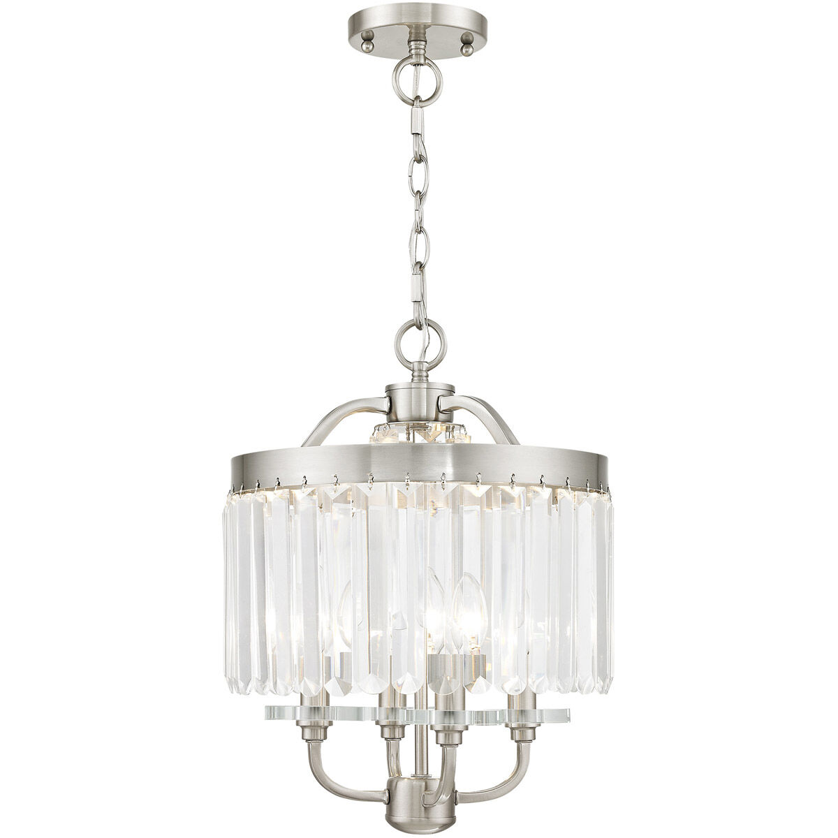 Ashton 4 Light 13 inch Brushed Nickel Convertible Mini Chandelier/Ceiling Mount Ceiling Light