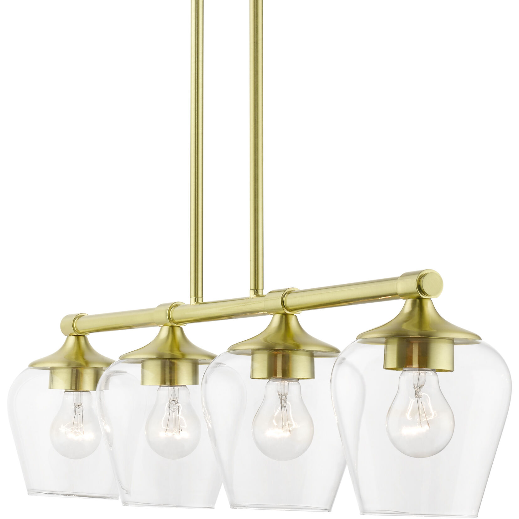 Willow 4 Light 36 inch Satin Brass Linear Chandelier Ceiling Light
