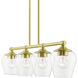 Willow 4 Light 36 inch Satin Brass Linear Chandelier Ceiling Light