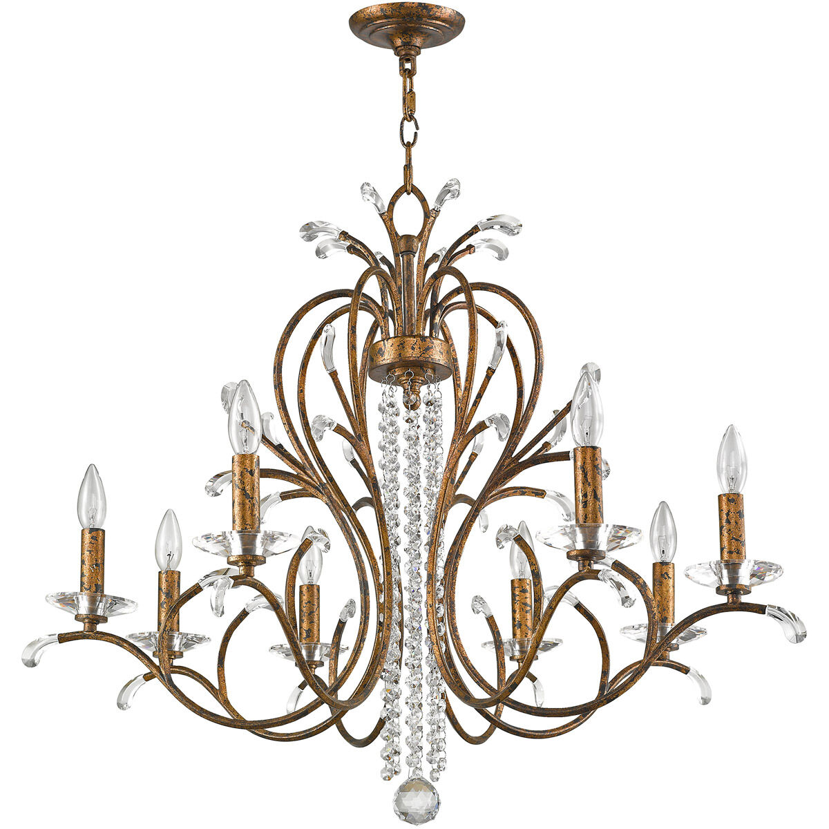 Serafina 8 Light 33 inch Hand Applied Venetian Golden Bronze Chandelier Ceiling Light