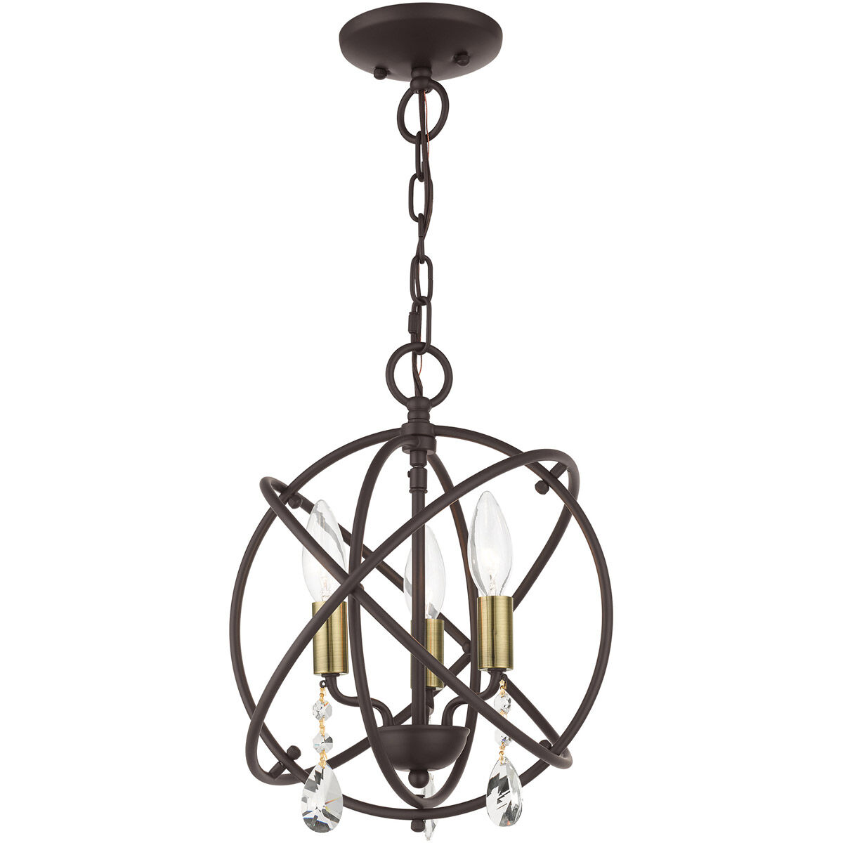 Aria 3 Light 13 inch Bronze Convertible Chandelier / Semi Flush Ceiling Light