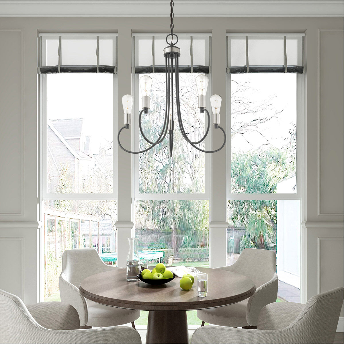 Bari 5 Light 25 inch Scandinavian Gray with Brushed Nickel Accents Chandelier Ceiling Light