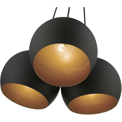 Piedmont 3 Light 22 inch Black with Brushed Nickel Accents Globe Pendant Ceiling Light