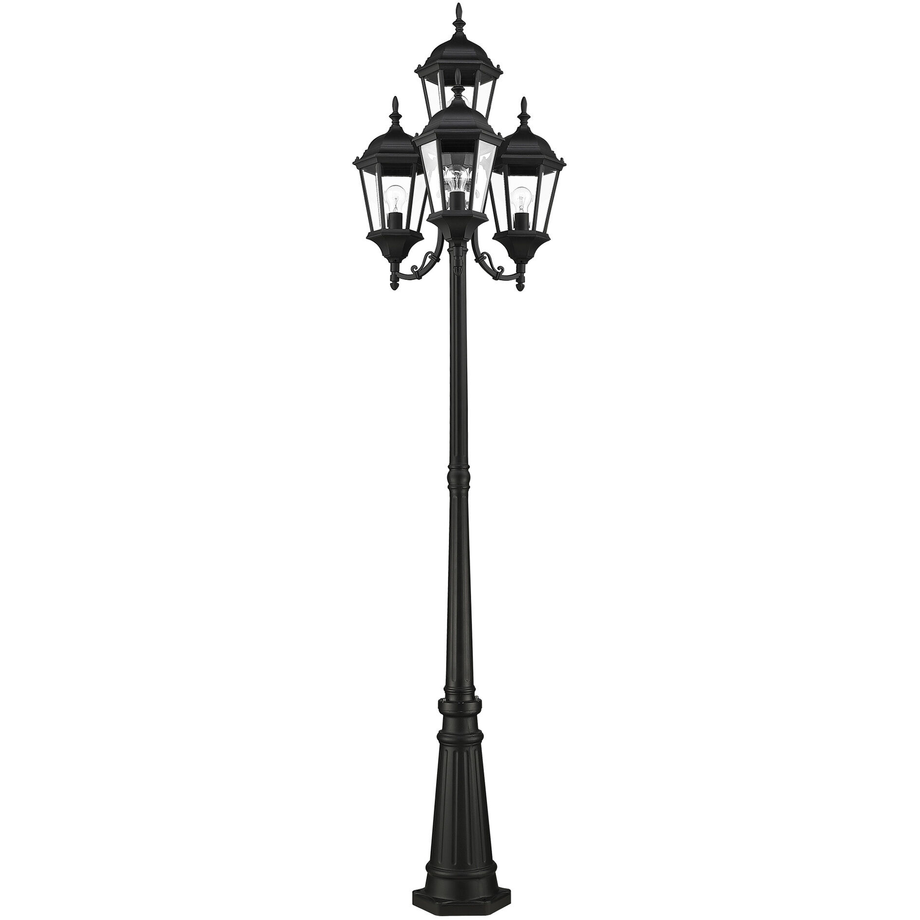 Hamilton 4 Light 95 inch Textured Black Outdoor Post Light