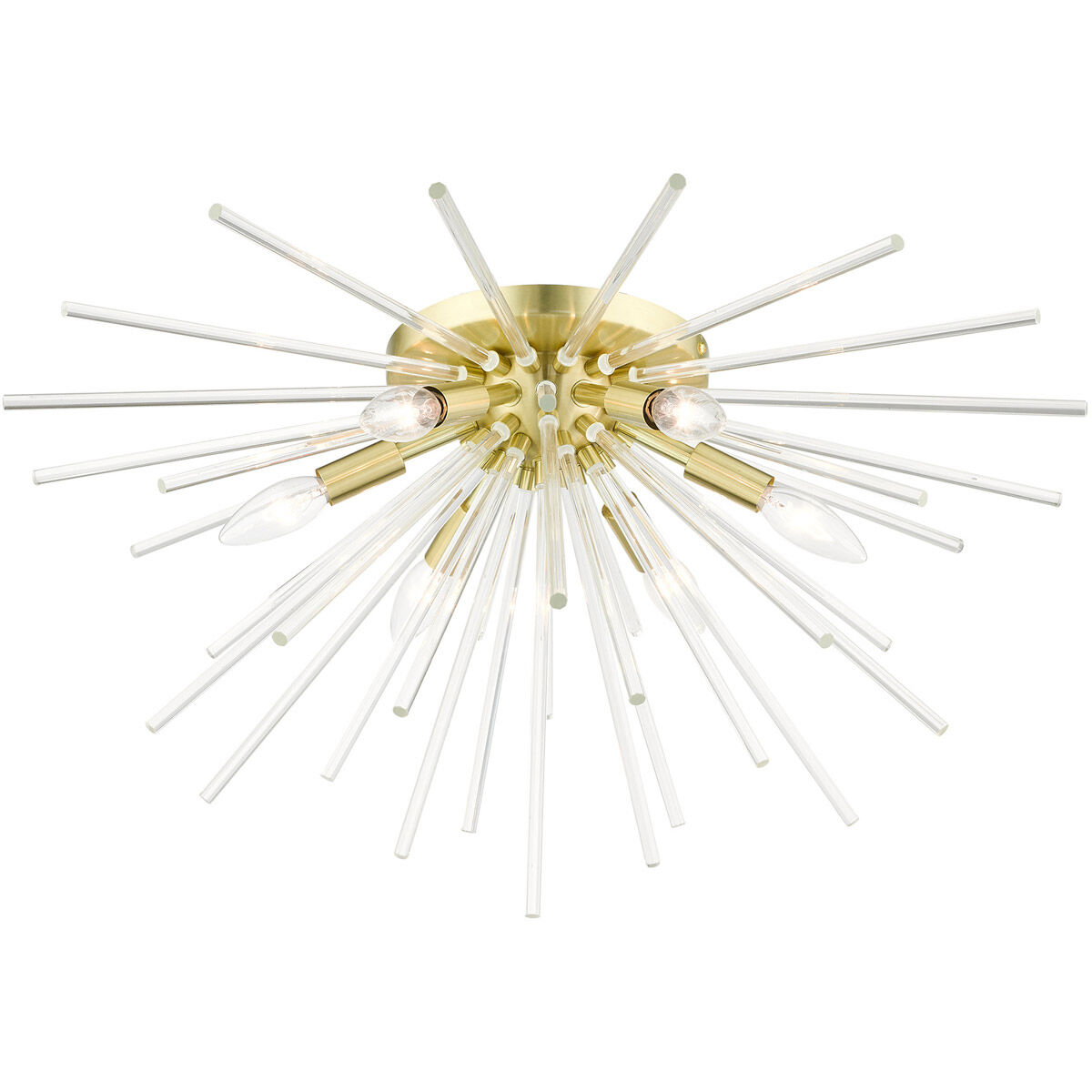 Utopia 6 Light 26 inch Satin Brass Flush Mount Ceiling Light
