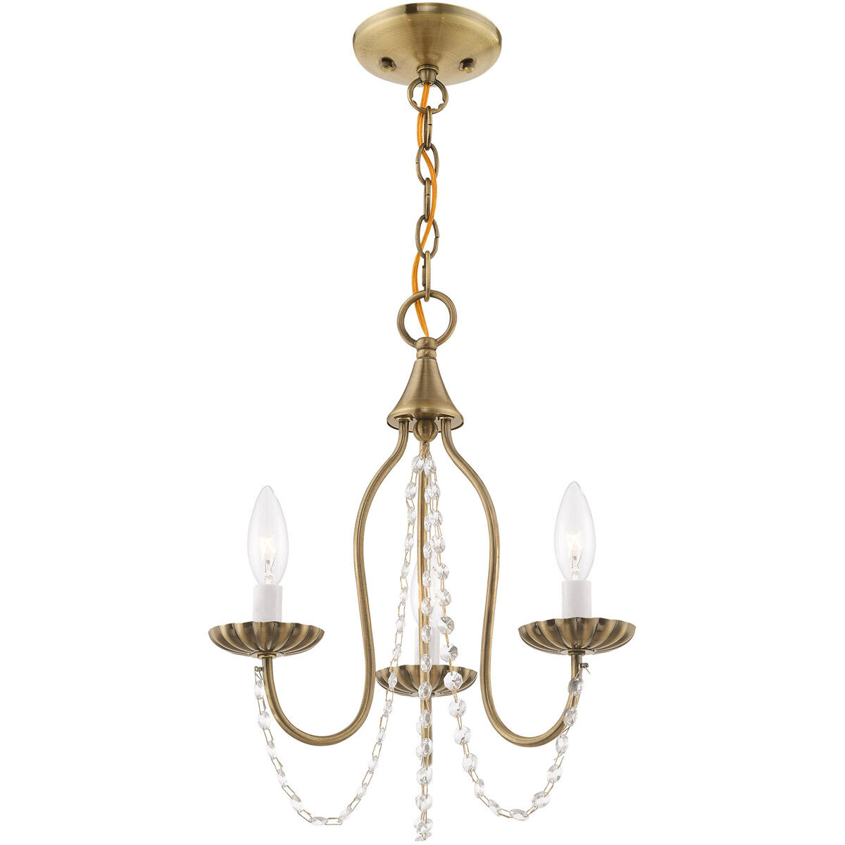 Alessia 3 Light 13 inch Antique Brass Mini Chandelier Ceiling Light