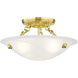 Oasis 3 Light 12 inch Polished Brass Semi-Flush Mount Ceiling Light