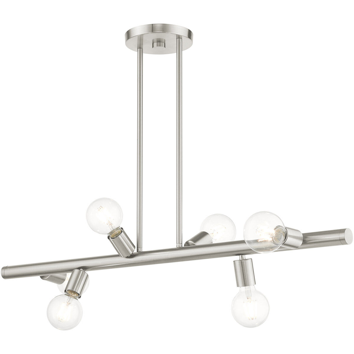 Bannister 6 Light 37 inch Brushed Nickel Linear Chandelier Ceiling Light