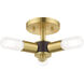 Copenhagen 3 Light 14 inch Satin Brass Semi-Flush Mount Ceiling Light