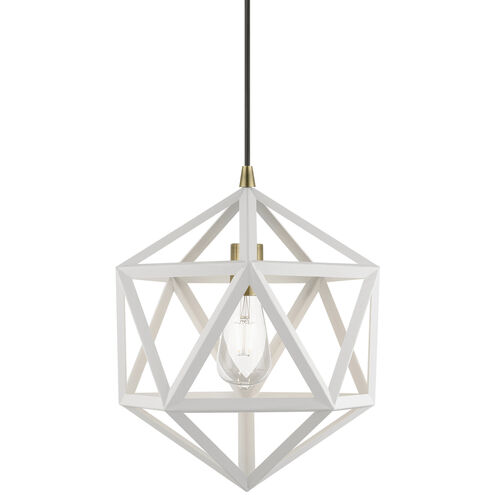 Ashland 1 Light 13 inch Textured White with Antique Brass Accents Pendant Ceiling Light