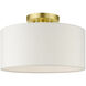 Meridian 1 Light 13 inch Satin Brass Semi Flush Ceiling Light