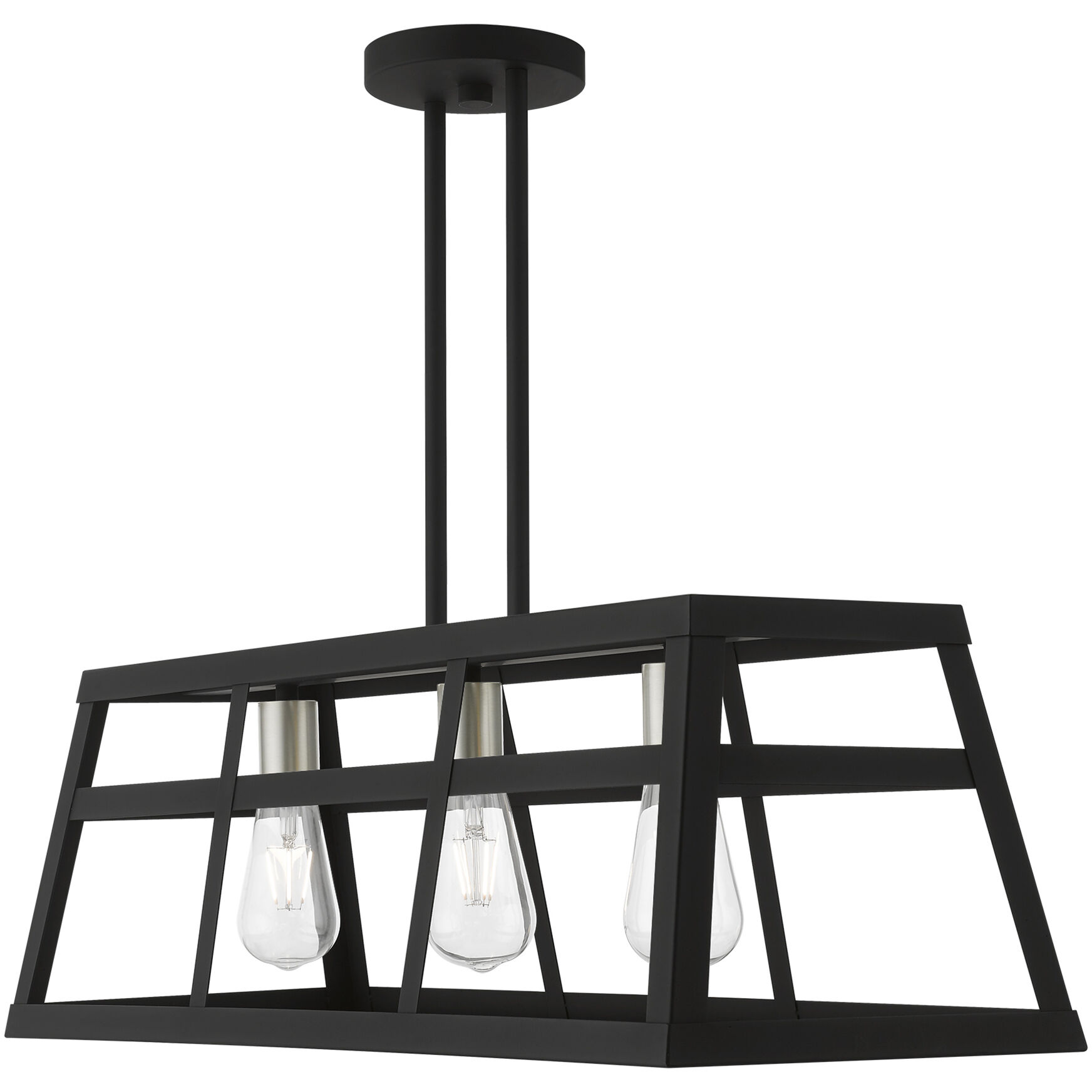 Schofield 3 Light 30 inch Black with Brushed Nickel Accents Linear Chandelier Ceiling Light